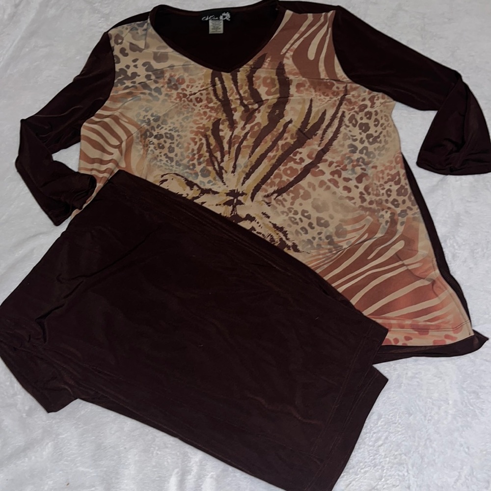 Leopard CSC studio set, Size 1X pants Size 1XTop Never Worn